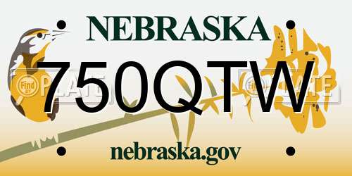 750QTW Nebraska License Plate