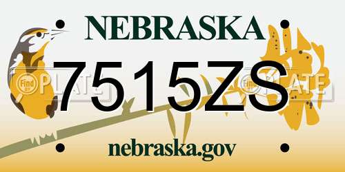 7515ZS Nebraska License Plate