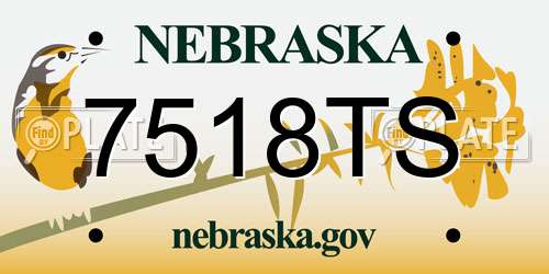 7518TS Nebraska License Plate