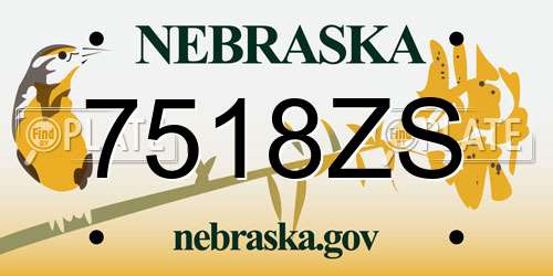 7518ZS Nebraska License Plate