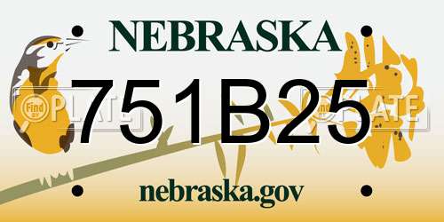 751B25 Nebraska License Plate