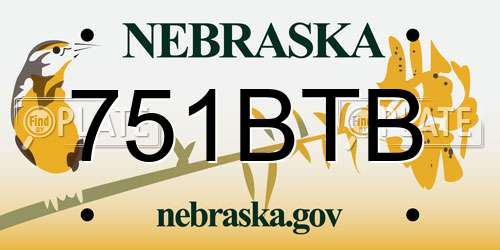 751BTB Nebraska License Plate