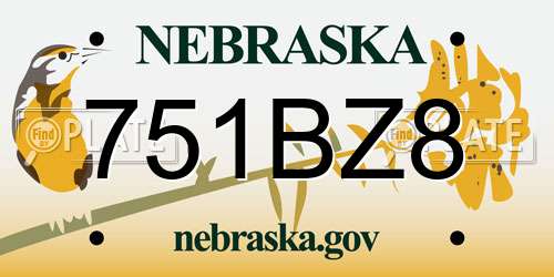 751BZ8 Nebraska License Plate