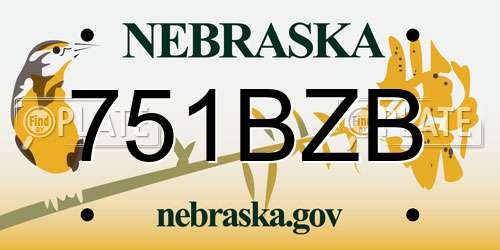 751BZB Nebraska License Plate