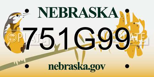 751G99 Nebraska License Plate