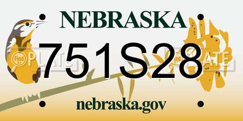 751S28 Nebraska License Plate