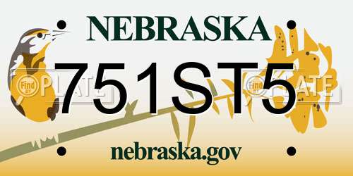 751ST5 Nebraska License Plate