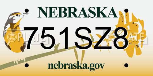 751SZ8 Nebraska License Plate