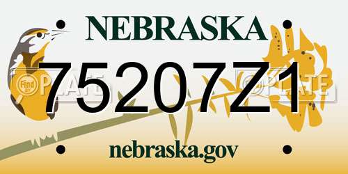 75207Z1 Nebraska License Plate
