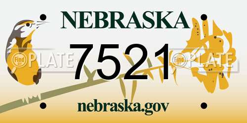 7521 Nebraska License Plate