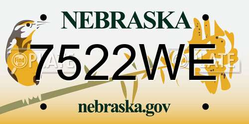 7522WE Nebraska License Plate