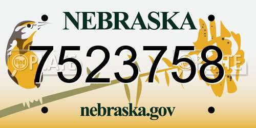 7523758 Nebraska License Plate