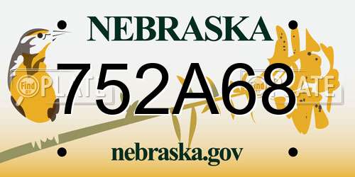 752A68 Nebraska License Plate