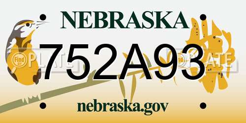 752A93 Nebraska License Plate