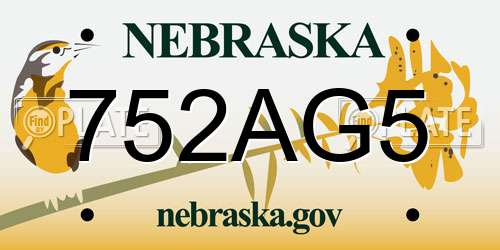 752AG5 Nebraska License Plate