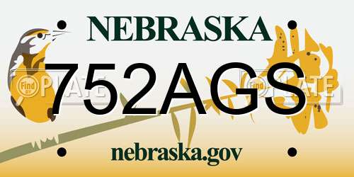 752AGS Nebraska License Plate