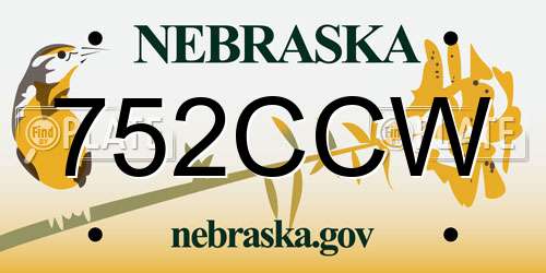 752CCW Nebraska License Plate