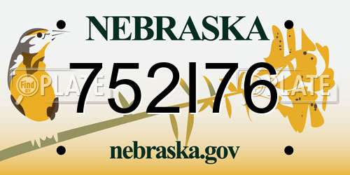 752I76 Nebraska License Plate