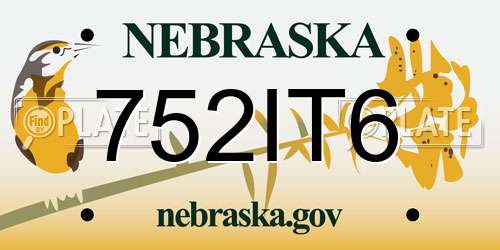 752IT6 Nebraska License Plate