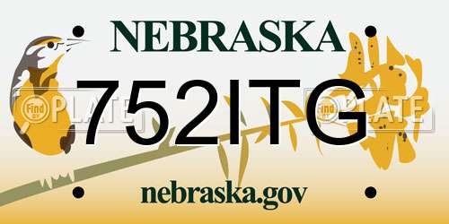 752ITG Nebraska License Plate