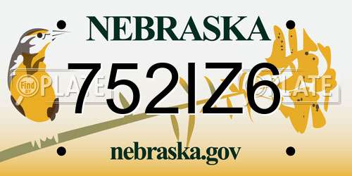 752IZ6 Nebraska License Plate