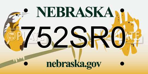 752SR0 Nebraska License Plate