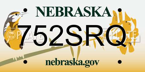752SRQ Nebraska License Plate