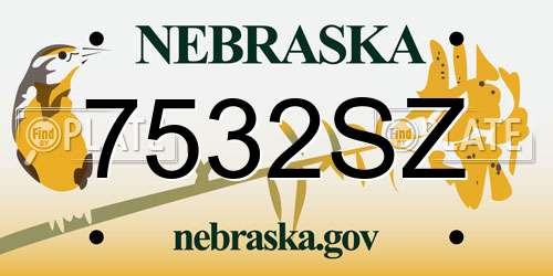 7532SZ Nebraska License Plate