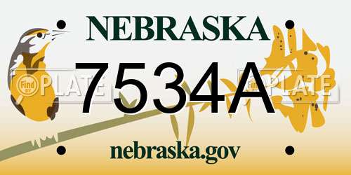 7534A Nebraska License Plate