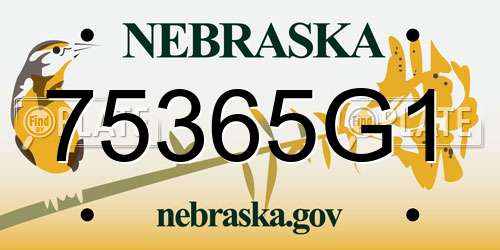 75365G1 Nebraska License Plate