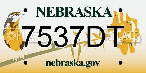 7537DT Nebraska License Plate