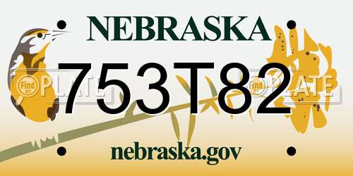 753T82 Nebraska License Plate