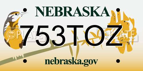 753TOZ Nebraska License Plate