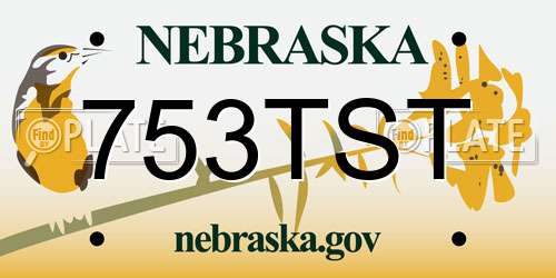 753TST Nebraska License Plate
