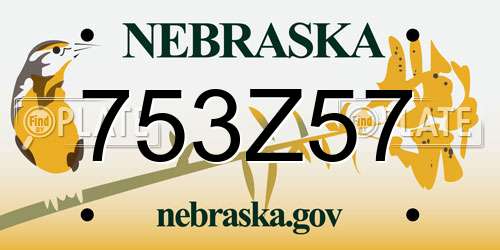 753Z57 Nebraska License Plate