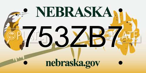 753ZB7 Nebraska License Plate