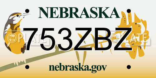 753ZBZ Nebraska License Plate