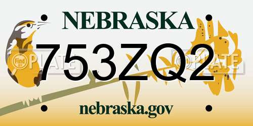 753ZQ2 Nebraska License Plate
