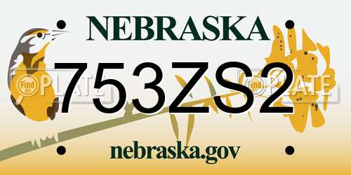 753ZS2 Nebraska License Plate