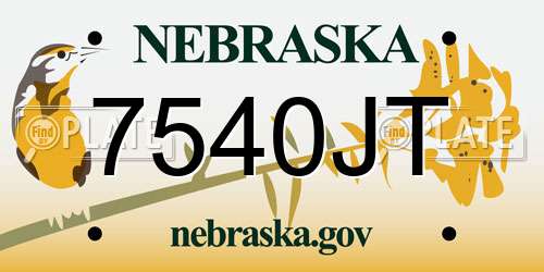 7540JT Nebraska License Plate