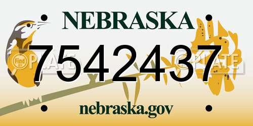 7542437 Nebraska License Plate