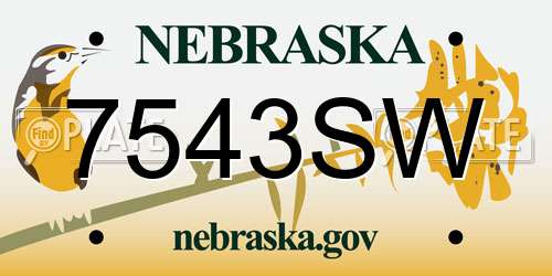 7543SW Nebraska License Plate