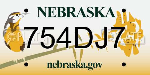 754DJ7 Nebraska License Plate