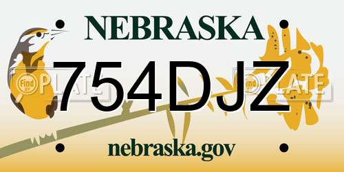 754DJZ Nebraska License Plate