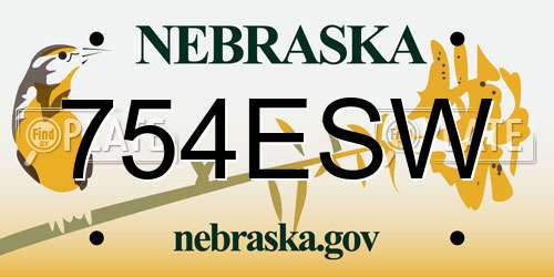 754ESW Nebraska License Plate