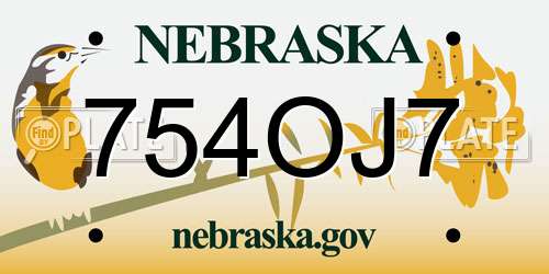 754OJ7 Nebraska License Plate