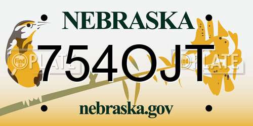 754OJT Nebraska License Plate