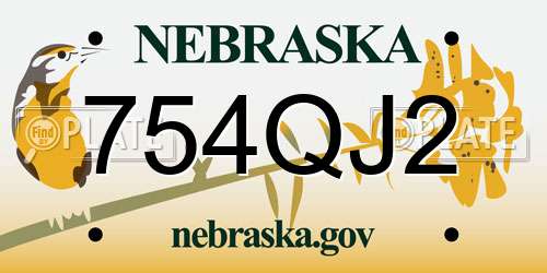 754QJ2 Nebraska License Plate