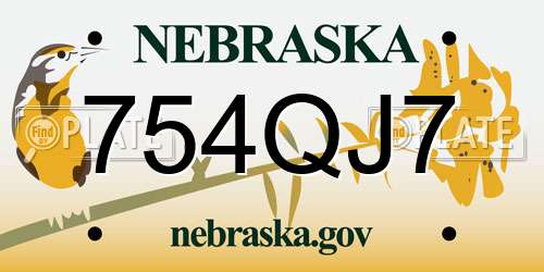 754QJ7 Nebraska License Plate