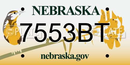 7553BT Nebraska License Plate